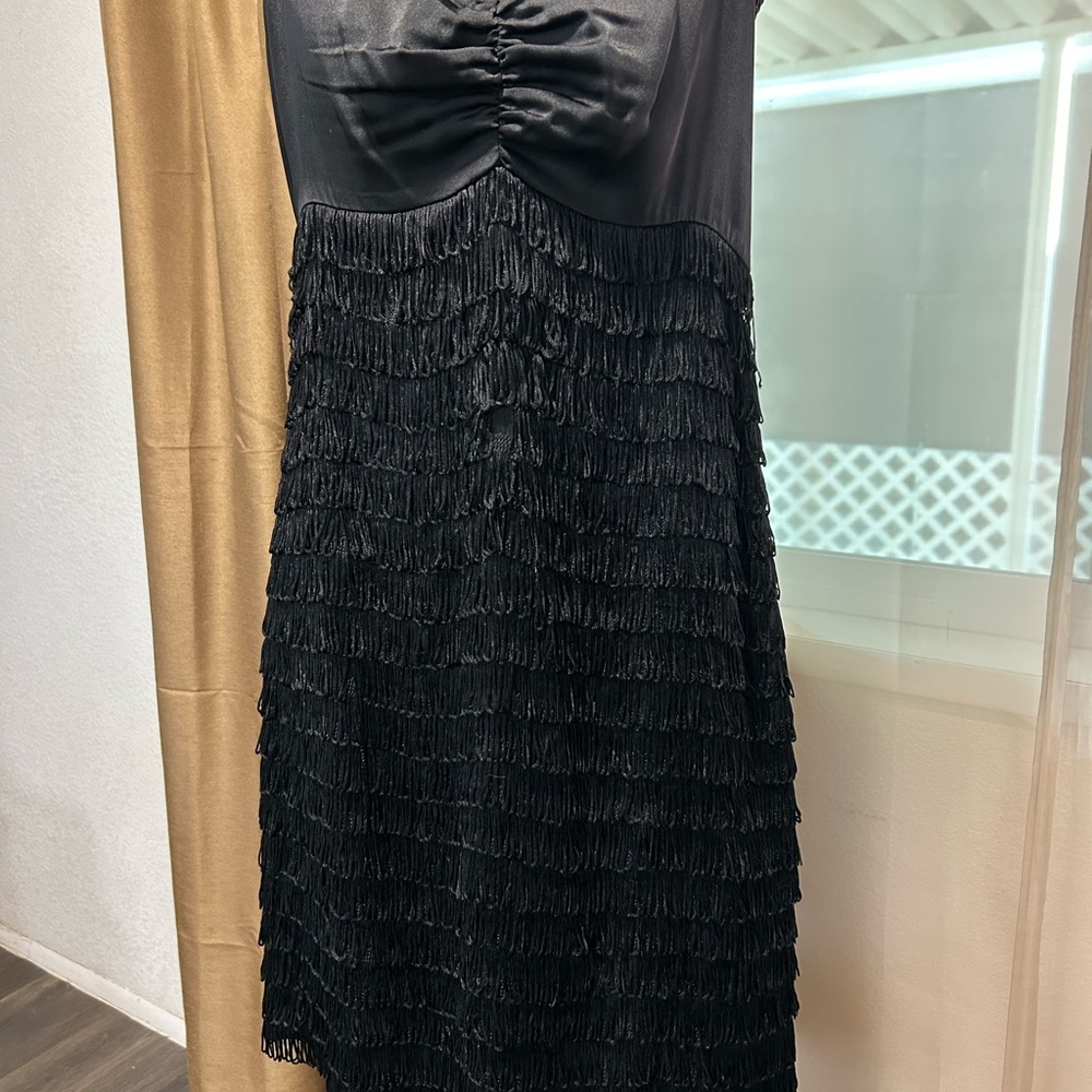 KENSIE woman’s Elegant Black Fringe Dress